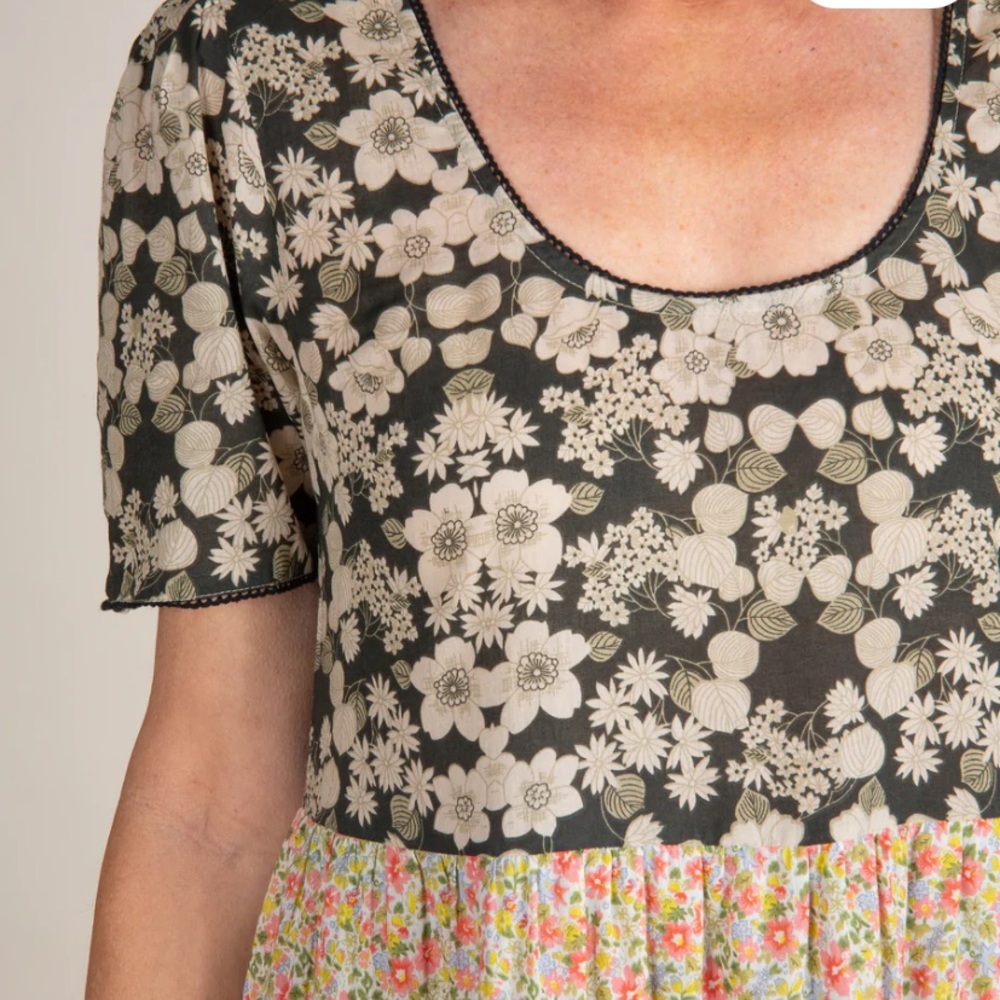 NEW bohemian floral tiered maxi dress w/lace trim - Picture 3 of 11